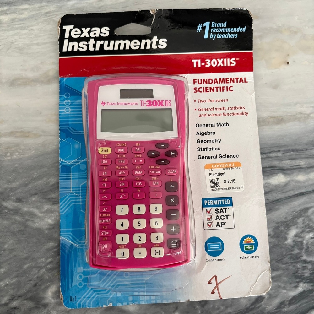 Texas‎ Instruments TI-30XIIS Pink Scientific Calculator 2-Line Solar Battery NEW